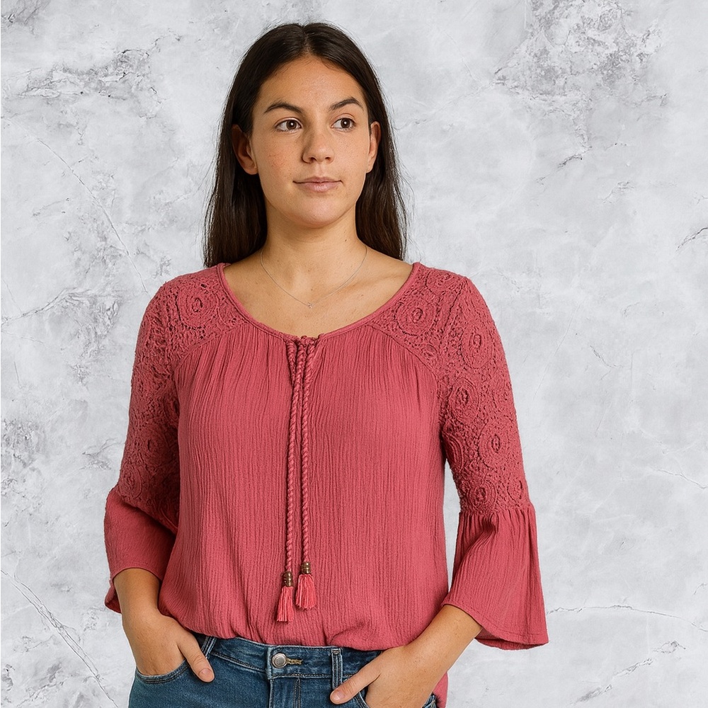 Maurices Coral Lace Accent Blouse